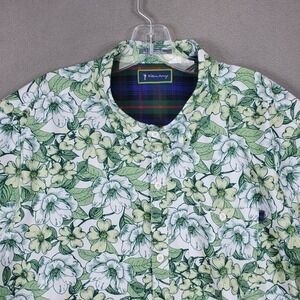 William Murray Golf Button Shirt Men XL Green Floral Camp Hawaiian Performance